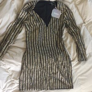 Gold striped party dress